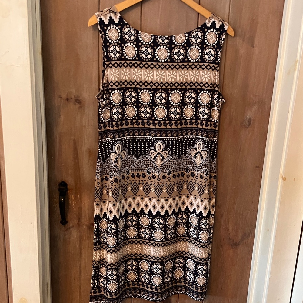 2-Pc R&M Richards Navy and Cream Midi Dress